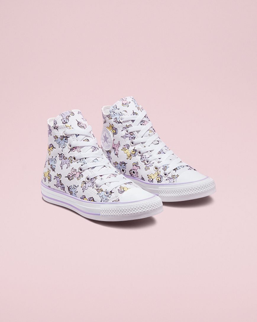 Tenis Converse Chuck Taylor All Star Unicorns Cano Alto Menino Branco Cinzentas Roxo | PT R034859